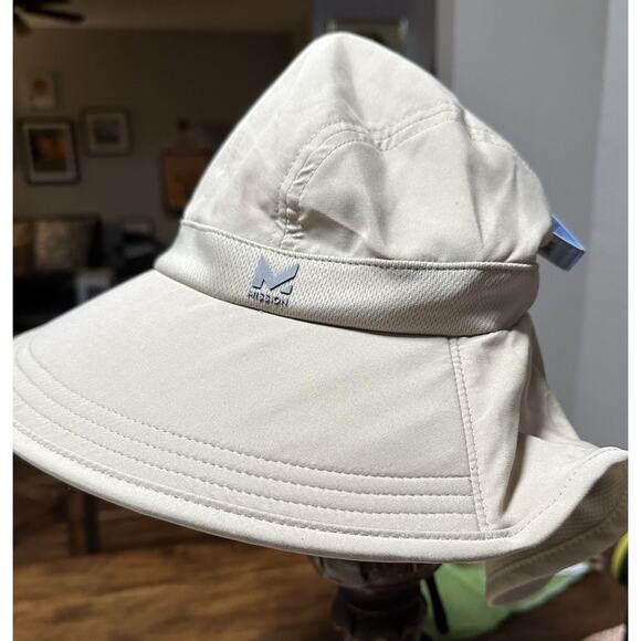 Mission Cooling Sun Defender Hat, Upf50 Khaki Oatmeal Unisex Wide-Brim Hat Nape - Picture 1 of 9